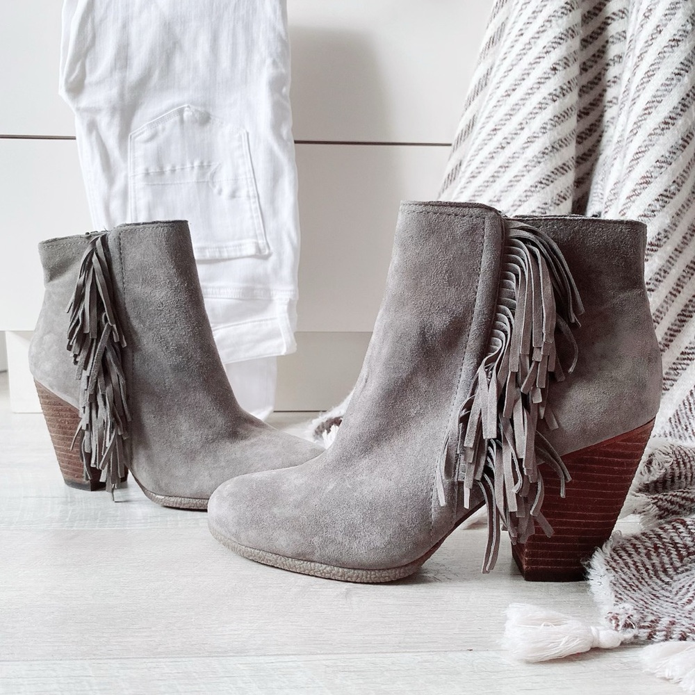 Vince Camuto Haydee fringe suede ankle boots